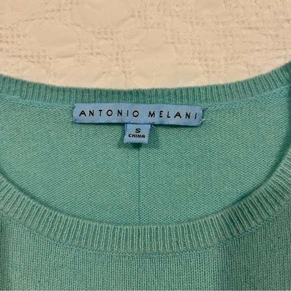 100% Cashmere Antonio Melani Peplum Sweater Blue Womens Small - Picture 3 of 8